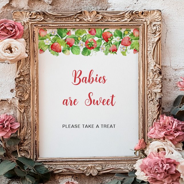 Affiche Bébés aux fraises sont doux Panneau de table (Créateur téléchargé)