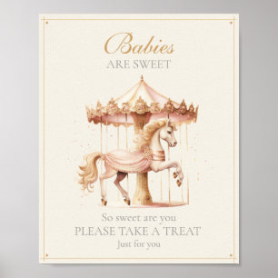 Affiche Bébés Cheval de carrousel Rose Vintage sont Mignon