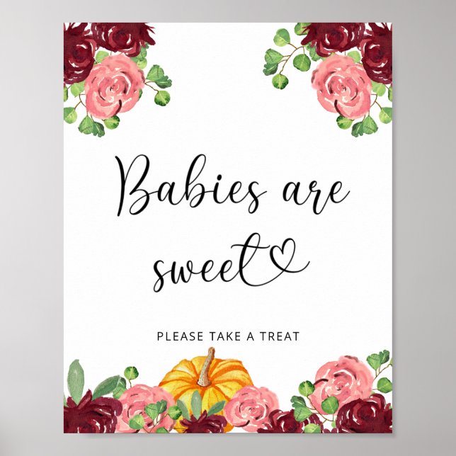 Affiche Bébés citrouilles roses et rouges sont des posts s (Devant)