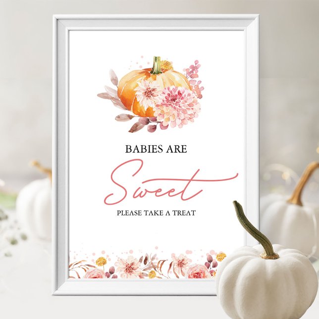 Affiche Bébés d'automne de citrouille douces Panneau de fê (Créateur téléchargé)
