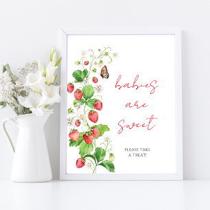 Affiche Bébés de Baby Shower aux fraises sont doux