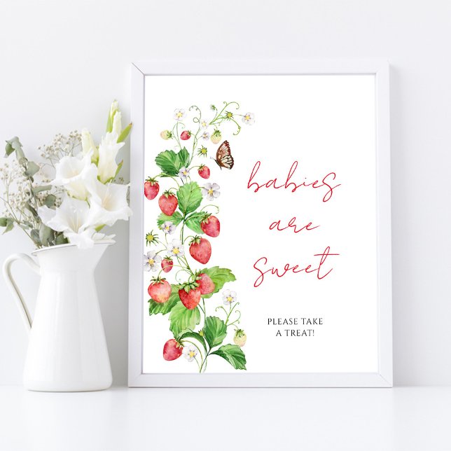 Affiche Bébés de Baby Shower aux fraises sont doux  (Créateur téléchargé)