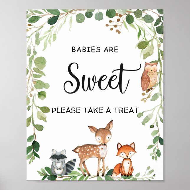 Affiche Bébés de bois sont Baby shower doux signe (Devant)