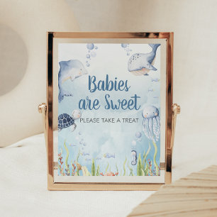 Affiche Bébés de douche Bleu sous la mer sont doux Signe