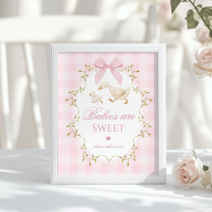 Affiche Bébés de l'oie idiote sont doux Gingham rose