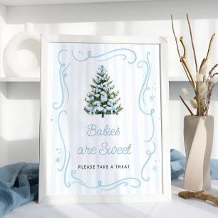 Affiche Bébés d'hiver bleus sont doux Prenez une friandise
