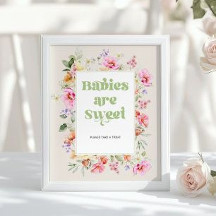Affiche Bébés Fleur Sauvage sont douce sauge rose Cadeau d