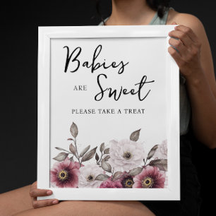 Affiche Bébés floraux blancs et prunes sont des signes suc