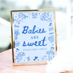 Affiche Bébés Mignons Dessinés à la Main en Bleu Sont Mign