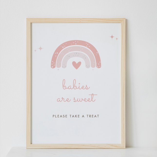 Affiche Bébés sont doux Boho Rainbow Pink Favor Signal (Créateur téléchargé)