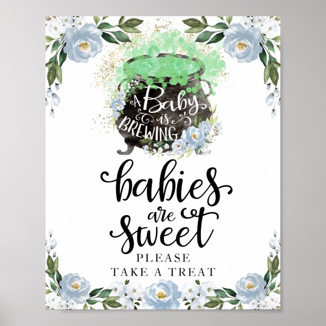 Affiche Bébés sont doux Halloween garçon Baby shower signe (Devant)