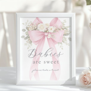 Affiche Bébés sont doux Nœud Coquette Rose