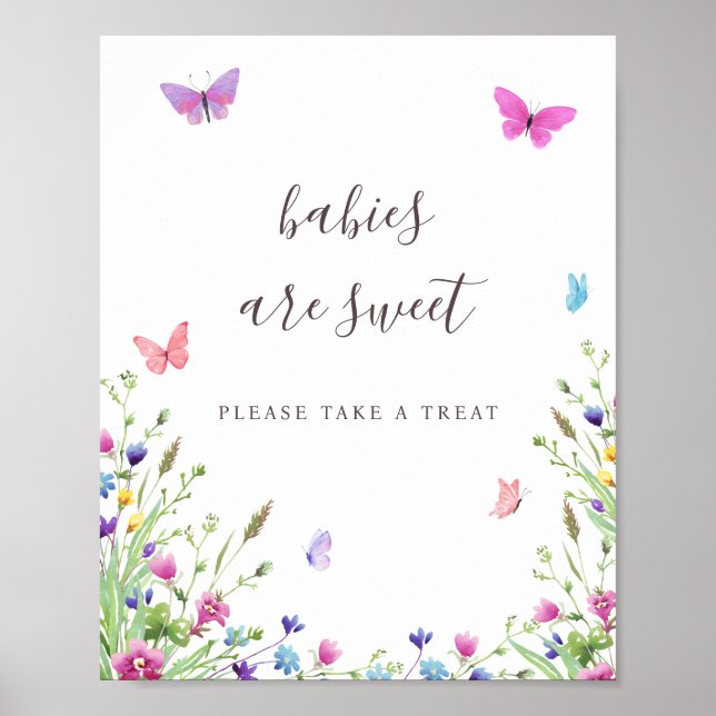 Affiche Bébés sont doux Papillon Faveur signe (Devant)