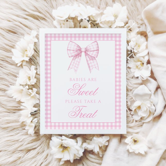 Affiche Bébés sont Doux rose Bow bébé fille Douche Signal (Créateur téléchargé)