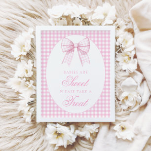Affiche Bébés sont doux rose Bow Ginham Baby shower Signal