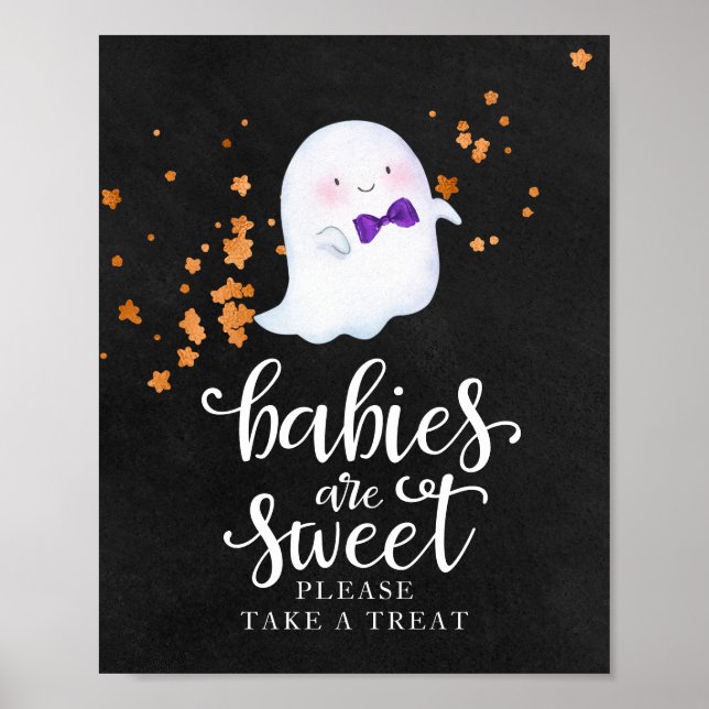 Affiche Bébés sont doux signe Baby shower Halloween (Devant)