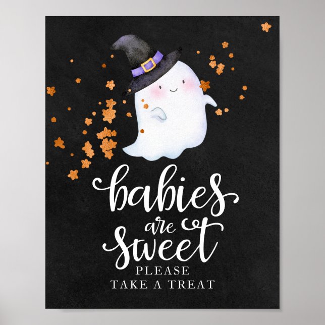 Affiche Bébés sont doux signe Baby shower Halloween (Devant)