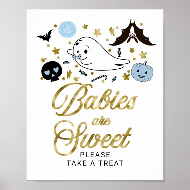 Affiche Bébés sont doux signe Baby shower Halloween (Devant)
