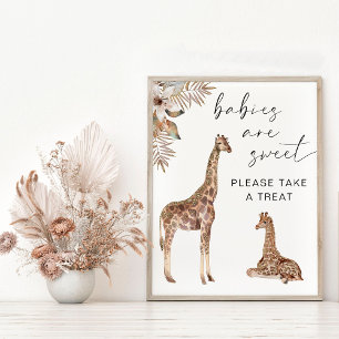 Affiche Bébés sont sucrés Prenez une gâterie Giraffe Douch