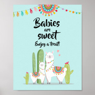 Affiche Bébés sont Sweet Fiesta Llama Baby shower Signal