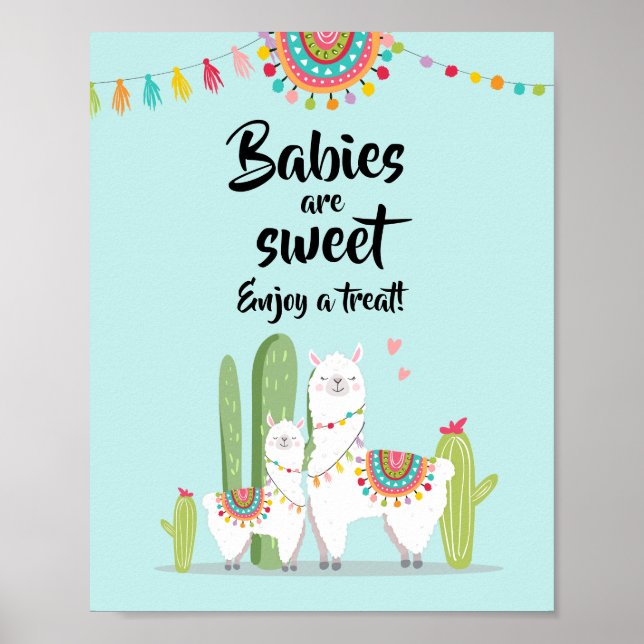Affiche Bébés sont Sweet Fiesta Llama Baby shower Signal (Devant)