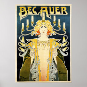 Affiche BEC AUER 1896 Essence à gaz incandescente