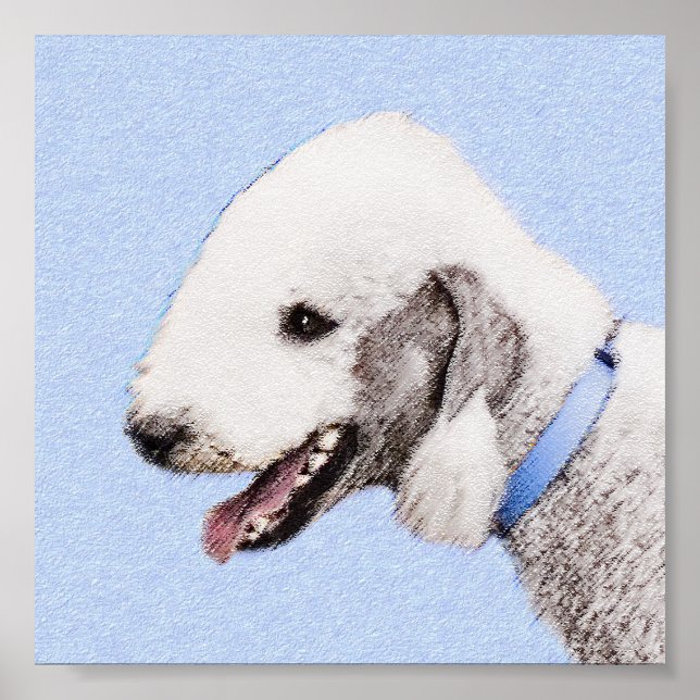 Affiche Bedlington Terrier Peinture - Art Chien original (Devant)