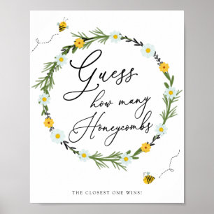 Affiche Bee Baby shower Game Devine Combien de Honeycombs