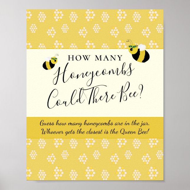Affiche Bee Baby shower Game Devine Combien de Honeycombs (Devant)