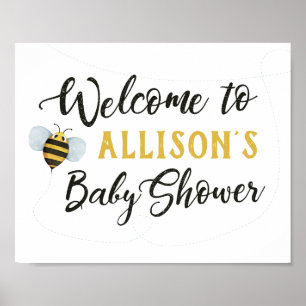 Affiche Bee Baby Shower Welcome Sign