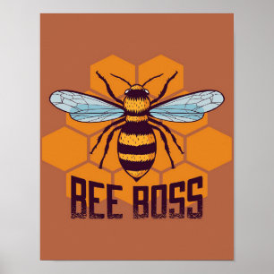 Affiche Bee Boss Bee Don, I Love Bee, Bee-keeper Gifts