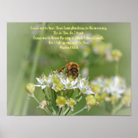 Bee du matin sur Blossoms Bible Verse Art