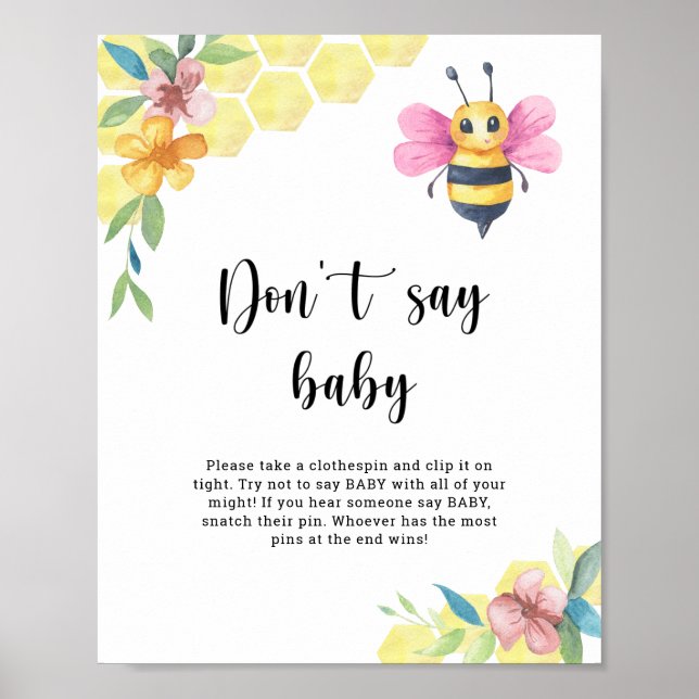 Affiche Bee floral - Don't say baby  (Devant)