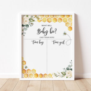 Affiche Bee Gender reveal Boy or Girl chart