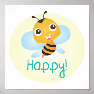Affiche Bee Happy Baby Print