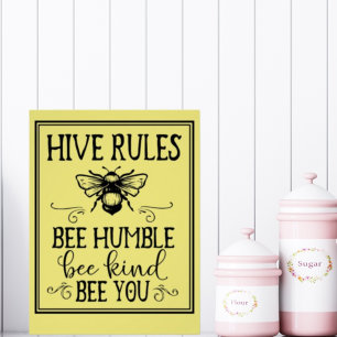 Affiche Bee Hive Rules Word Art