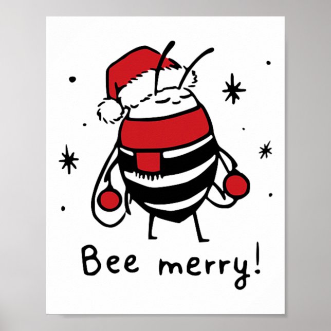 Affiche Bee Merry Funny Cadeau de Noël (Devant)