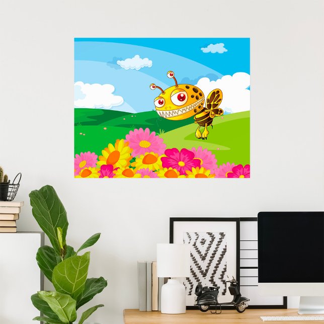 Affiche Bee Monster mignonne mais Déplaisante dans un cham (Créateur téléchargé)