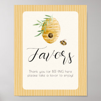 Affiche Bee Themed Watercolor Bumblebee Favor Table Sign