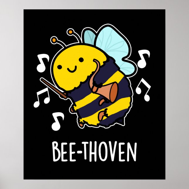 Affiche Bee-thoven Funny Musique Bee Pun Dark BG (Devant)