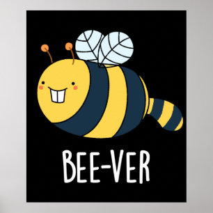 Affiche Bee ver Funny Animal Beaver Bee Pun Dark BG
