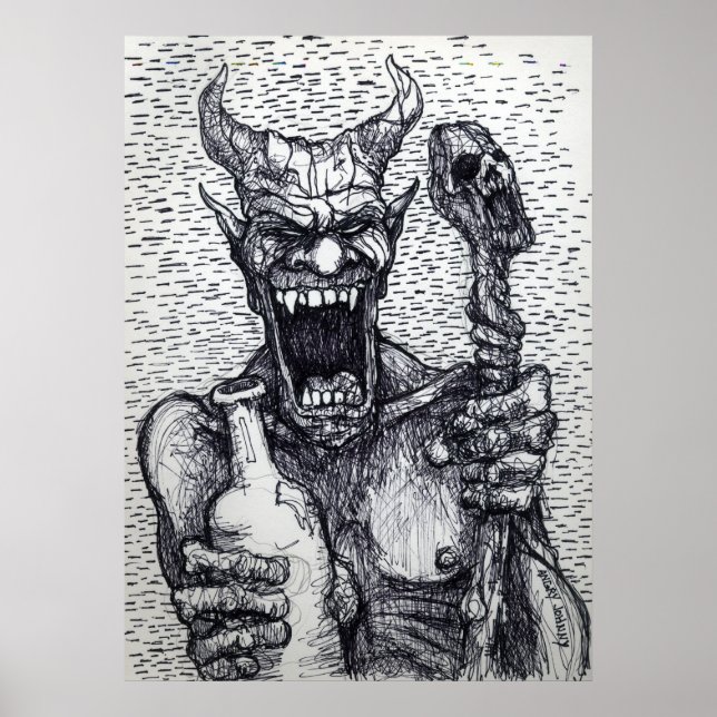 AFFICHE "BEELZEBUB BIG BAD BOOZIN" (Devant)