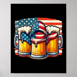 Affiche Beer American Drapeau 4 juillet Hommes Femmes Boir