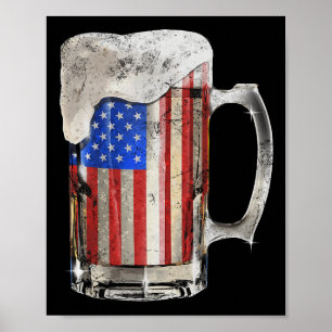 Affiche Beer American Flag 4 juillet Usa Boisson Party