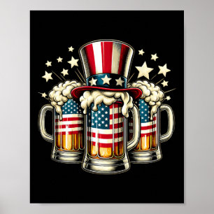 Affiche Beer American Flag Usa 4 juillet Party Boire