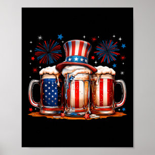 Affiche Beer American Flag Usa 4 juillet Party Boire