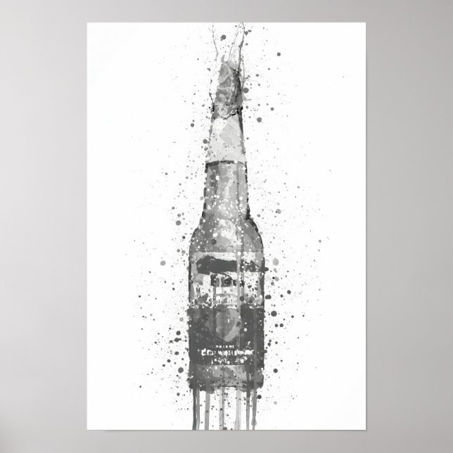 Affiche Beer Bottle Wall Art Print 'Lime' Grey  (Devant)