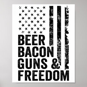 Affiche Beer Bycon Guns Et Liberté Drapeau Américain Usa B