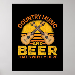 Affiche Beer Drinker Country Music And Beer Birthday