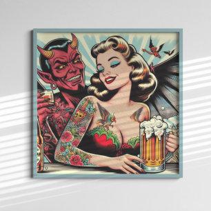 Affiche Beer Girl tatouée